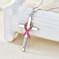 thumbnail image 2 of Dorunmo Breast Cancer Survivor Necklace Pink Ribbon Cross Necklace 925 Sterling Silver Awareness Survivor Jewelry Gifts for Women (July Birthstone), 2 of 6