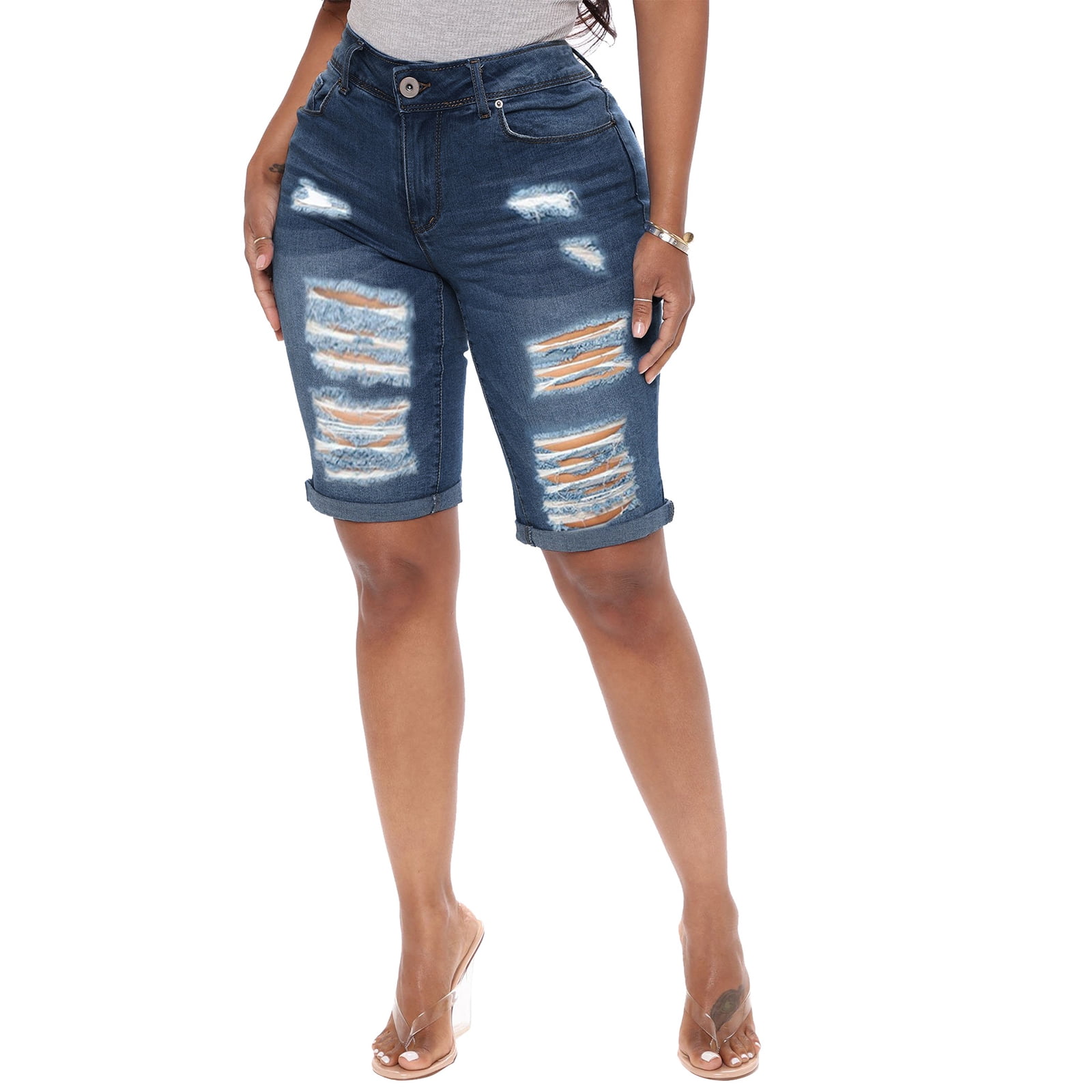 womens ripped bermuda shorts
