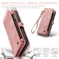 thumbnail image 5 of Allytech Magnetic Detachable Wallet Case for Samsung Galaxy A54 5G with Card Slots & Zipper Pocket, Support Wireless Charging, PU Leather Wrist Strap Shockproof Full Protection Flip Case, Pink, 5 of 9