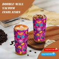thumbnail image 4 of Stainless Steel Coffee Cup 7.7×2.6×3.5in Tapered Design Nylon Woven Wrist Strap Portable Durable Cup Bottom With Non-Slip Sticker Festive Sugar Skulls (8), 4 of 8