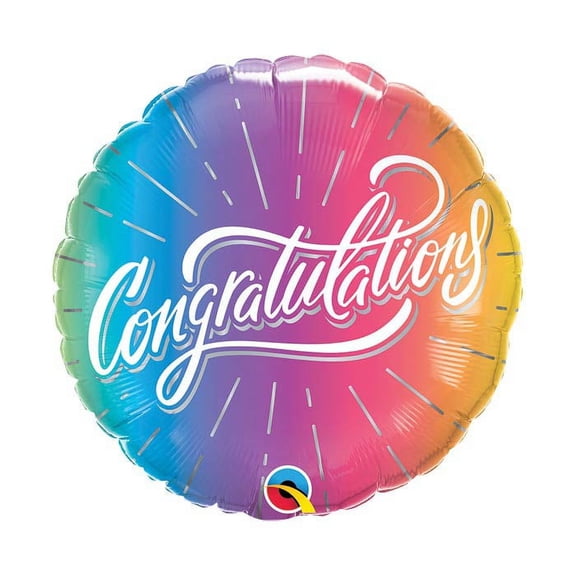 18 inch Congratulations Vibrant Ombre Qualatex Foil Mylar Balloon - Party Supplies Decorations