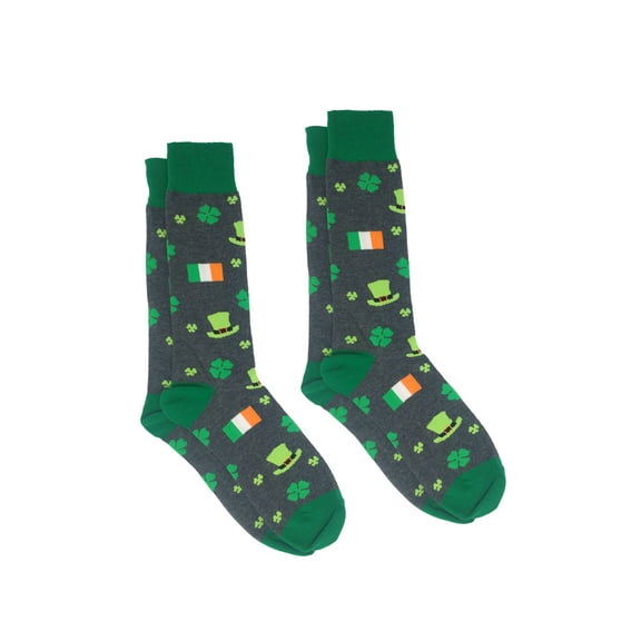 Men's St Patricks Day Socks Irish Flag Clover Shamrock Lucky 2-Pack