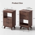 thumbnail image 2 of YDN Modern Tall Nightstand Set of 2 - Bedside Table with Fluted Design & Charging Station, Wooden Bedsides End Table with 2 Drawers and Storage Shelf for Bedroom, Living Room,Walnut, 2 of 12