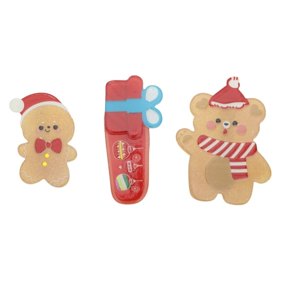 Unique Bargains 1 Set Christmas Hair Clips Gift Bears Hairdo Clip for Christmas 2.09"x1.3" Red Yellow