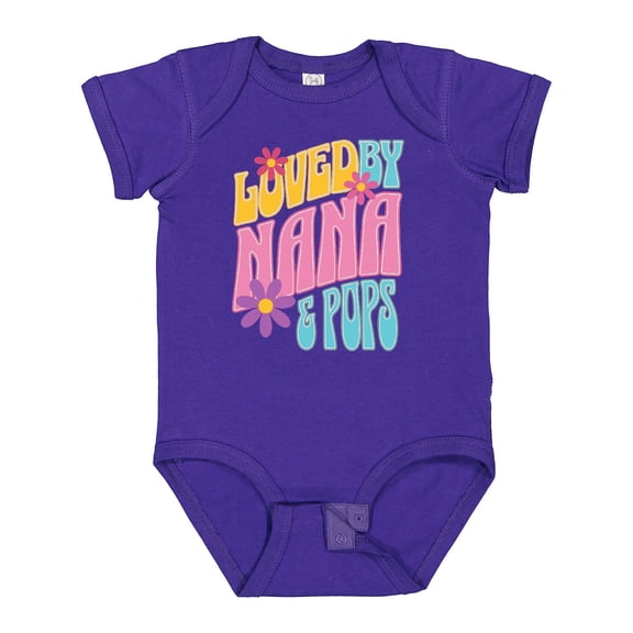 Inktastic Nana and Pops Love Me Retro Flowered Girls Baby Bodysuit