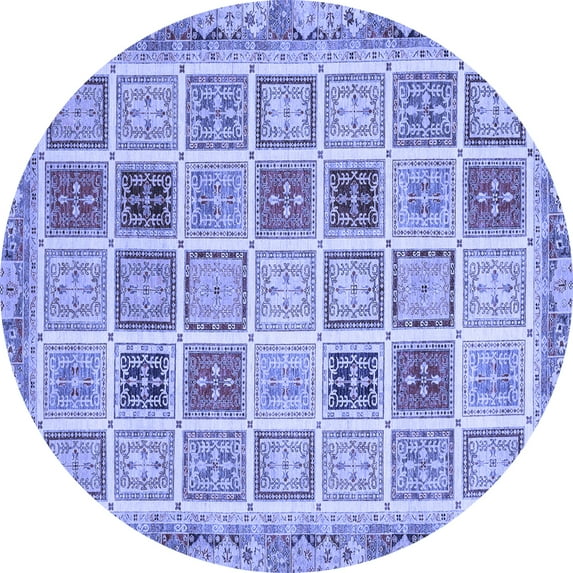 Ahgly Company Indoor Round Oriental Blue Modern Area Rugs, 4' Round