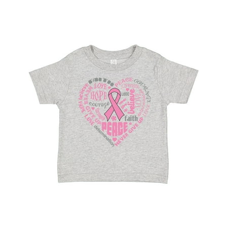 

Inktastic Breast Cancer Awareness Heart Words Gift Toddler Boy or Toddler Girl T-Shirt