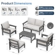 thumbnail image 3 of SERWALL Outdoor Patio Furniture Set, 6-Piece HDPE Outdoor Sofa Set Patio Conversation Set, Grey Frame with Beige Cushions, 3 of 5