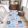 thumbnail image 4 of 2'x6' Rug Runners for Hallways Kitchen, Blue Pink Floral Non Slip Entryway Beside Floor Carpet Runner, Farmhouse Vintage Botanical Washable Laundry Room Bedroom Throw Rugs Mat for Family Pet, 4 of 8