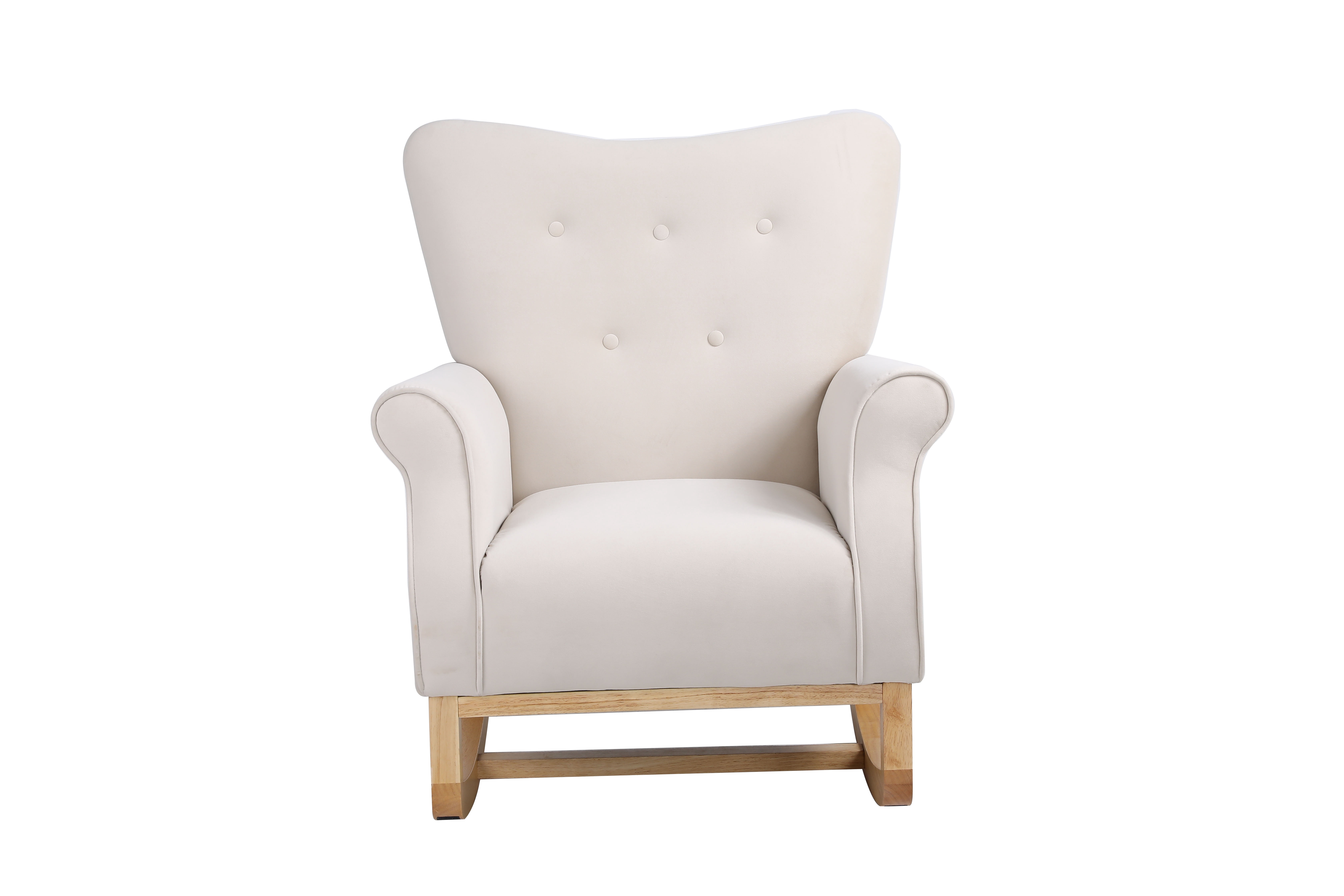 Acpouw Velvet Nursery Rocking Chair, Upholstered Accent Glider with Solid Wood Frame, Sinuous Spring Seat, Cozy Foam Cushions, 250 lbs Capacity, for Living Room, Bedroom & Reading Corner