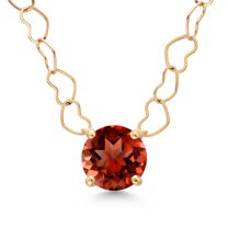 Gem Stone King 14K Yellow Gold Red Garnet Pendant Necklace for Women | 1.20 Cttw | Gemstone January Birthstone | Round 6.5MM | With 18 inch Chain