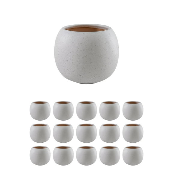 Fishbowl White Speckled Ceramic Planter with Speckled Pattern, Pack of 16