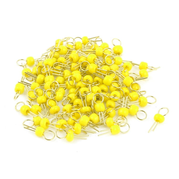 50 Piezas Anillo de Perlas de Cerámica Amarilla Terminales de Pin de Prueba de PCB de Cobre de Tono Dorado