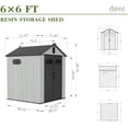 thumbnail image 4 of TOTAL Outdoor 6x6 FT Resin Storage Shed, Lockable, Waterproof Outdoor Shed with Windows & Vents, Heavy-Duty Plastic Tool Storage for Patio Furniture, Lawn Mower, and Bikes, 4 of 8