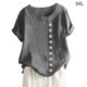 thumbnail image 1 of Blusa Camisa de manga corta suelta de lino Cuello redondo Mujer Top de verano, Gris, 3XL Monstrate AP001856-10, 1 of 5