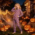 thumbnail image 2 of Gubotare Girls Halloween Pajamas Boys Pajama Set 2 Piece Pjs Set Sleepwear Long Sleeve Top with Bottom 5T 6T (Purple,5-6 Years), 2 of 9