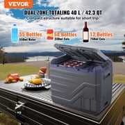 VEVOR Car Refrigerator, 12 Volt Car Refrigerator Fridge, 40 L Dual Zone Portable Freezer,4℉-68℉ Adjustable Range, 12/24V DC and 100-240V AC Compressor Cooler
