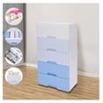thumbnail image 4 of Plastic Drawer Dresser for Bedroom,5 Drawer Stackable Vertical Storage Tower Tall Dressers with Casters,Large Containers for Storing Arts, Crafts, Clothes and Toys, 45 * 30 * 84cm, 4 of 5