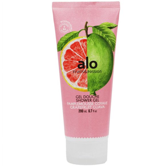 Fruits & Passion Alo gel Douche Biodégradable avec Vitamines E et B5 200 ml (Pamplemousse Goyave)