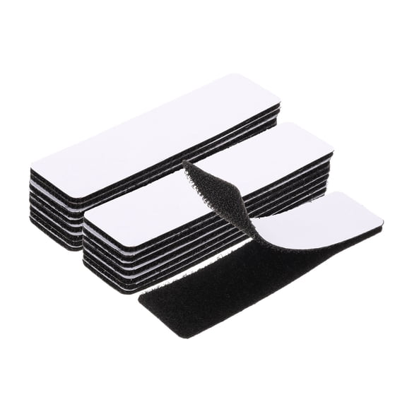 Uxcell 16set Hook and Loop Strips with Adhesive 1"x4" Double Sided Hook and Loop Tape Nylon Self Sticky Fastener, Black