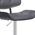 thumbnail image 5 of Adjustable Gray Tufted Faux Leather Black and Chrome Swivel Barstool., 5 of 10
