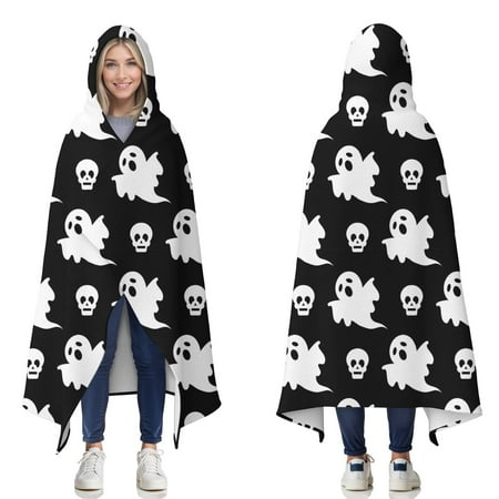 Wearable Blanket Halloween Ghost and Skull Pattern Hooded Wearable Flannel Blanket for Adults & Teens Winter Poncho Shawl Wrap Cape Cozy Anti-Pill 50 x60 Wearable Blanket Halloween Ghost and Skull Pattern Hooded Wearable Flannel Blanket for Adults & Teens Winter Poncho Shawl Wrap Cape Cozy Anti-Pill 50 x60