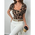 thumbnail image 6 of SOMER Women's Top Short Sleeve Graphic T Shirt for Women Summer Printed Square Neck Casual Tees, 6 of 6