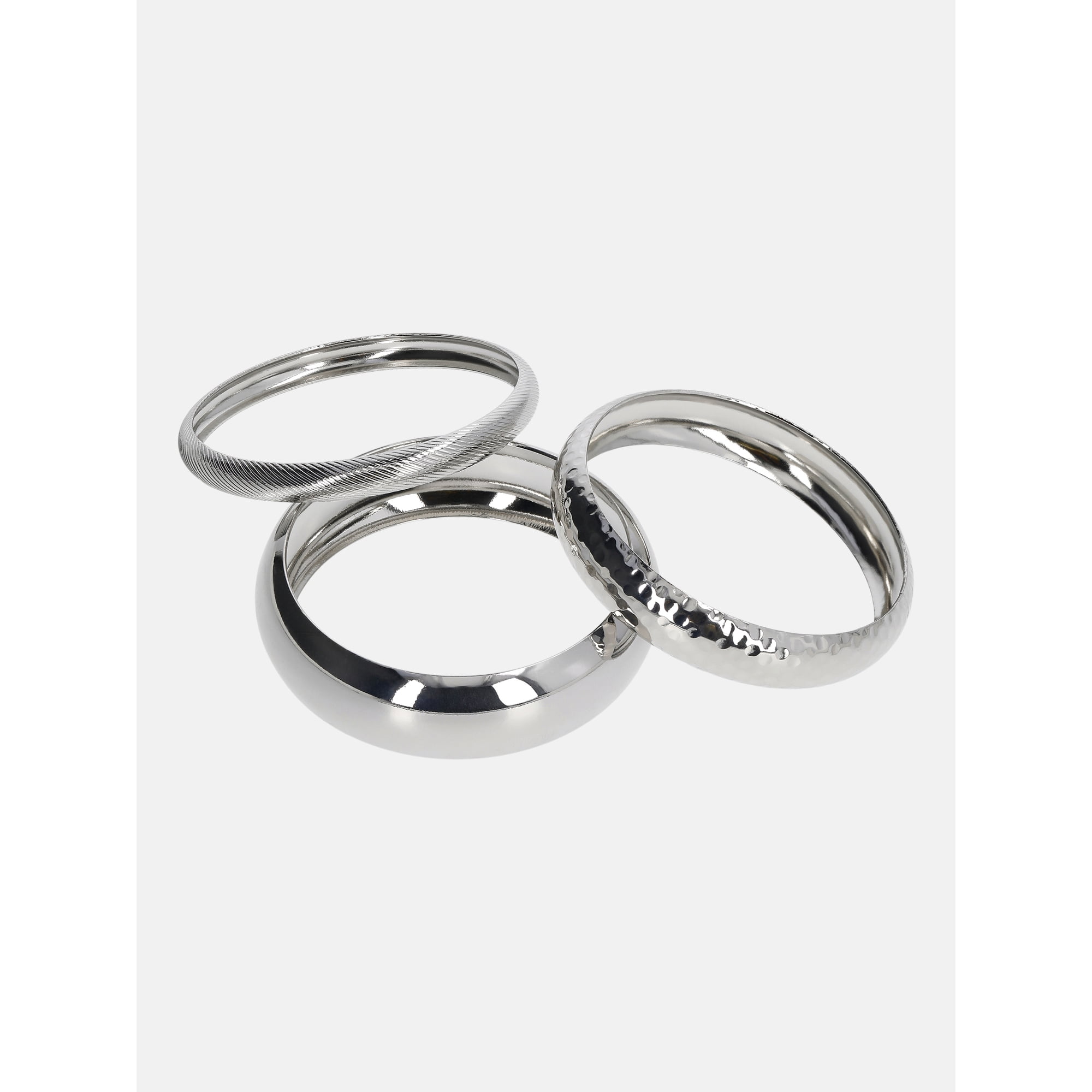 No Boundaries Silver-Tone Bangles, 3-Pack, Women's