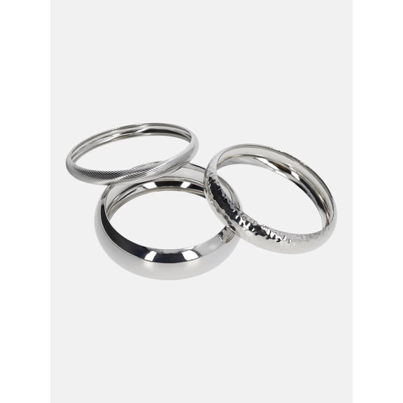 No Boundaries Silver-Tone Bangles, 3-Pack, Women's