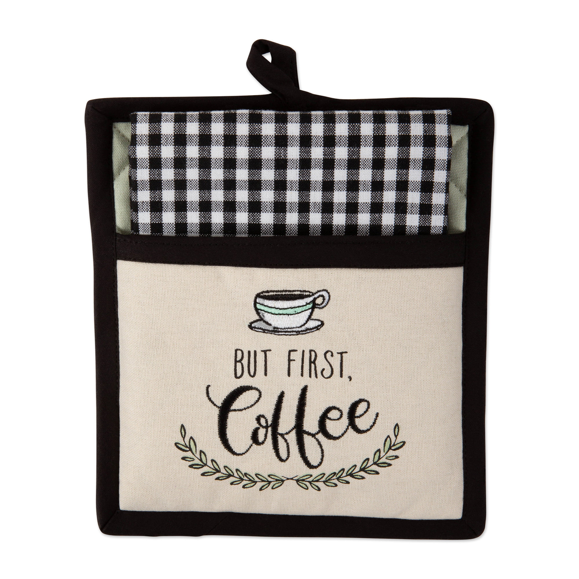 5 Piece Coffee Latte Espresso Theme Oven Mitt Pot Holder Towels Set Home Decor 