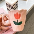 thumbnail image 3 of Handmade Ceramic Mugs Hand Painted and Cloud Irregular Coffee Cup for Tea Milk Creative Gifts Cup(Pink), 3 of 5