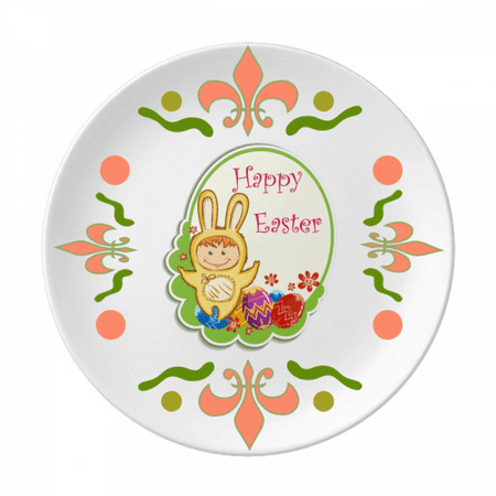 

Happy Easter Yellow Bunny Child Egg Culture Flower Ceramics Plate Tableware Dinner Dish