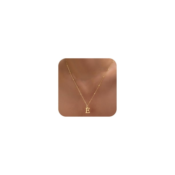 Collar con colgante con la inicial de la letra MDIEEL, chapado en oro de 14 quilates, para mujer