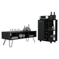 thumbnail image 1 of Pemberly Row 2 Piece Living Room Set Black Bar Cart and Espresso Coffee Table, 1 of 6