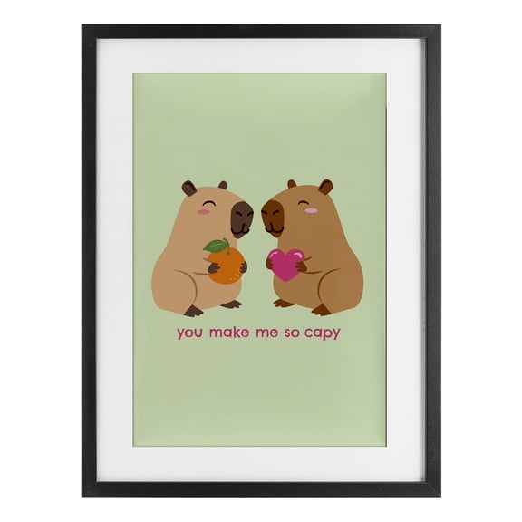 You Make Me So Capy Black Framed Print Under Glass, design by Emily Dumas