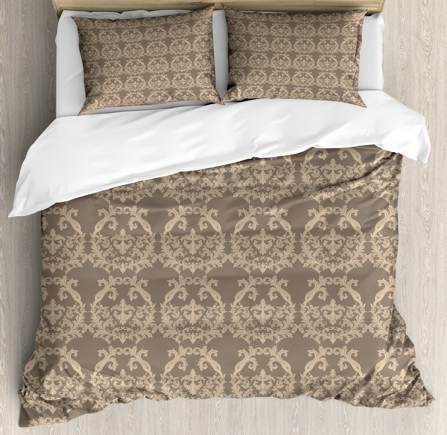 Taupe Duvet Cover Set, Royal Victorian Botanical Design Exquisite