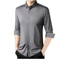 thumbnail image 1 of LNWUY Men's Long Sleeve Shirts Quick Dry Performance Shirt Spring Autumn Solid Color Padded Warm Comfortable Flip Collar Shirts Gray M, 1 of 6