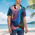 thumbnail image 3 of Susaid Vibrant Fluid Motion Art Print Short Sleeve Shirts Button Down Casual Shirts Summer Beach Aloha Button Down Short Sleeve for Men ,Small, 3 of 7