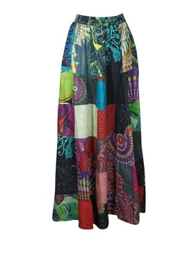 Mogul Women Gypsy Patchwork Maxi Skirt Hippie Colorful Floral Vintage Style SUMMER Skirts SM