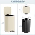 thumbnail image 2 of TLSUNNY 8 Gal/30L Square Trash Can, Fingerprint-Proof Stainless Steel Step Garbage Bin, Soft-Close Lid & Removable Bucket for Kitchen, Office, Home, 2 of 9