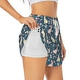 thumbnail image 3 of Lsque Cute Rabbit Floral Printed Women's Running Shorts with Liner Pockets,Elastic Quick Dry Workout Athletic Gym Yoga Shorts,Womens High Waist Shorts-Large, 3 of 9