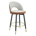 thumbnail image 5 of LUFTUT Bar Stools Set of 2, 25" Kitchen Island Stools, Swivel Barstools with Light Grey & Brown Two-Tone PU Leather Upholstery & Black Metal Legs, Modern Breakfast Bar Chairs, 5 of 8