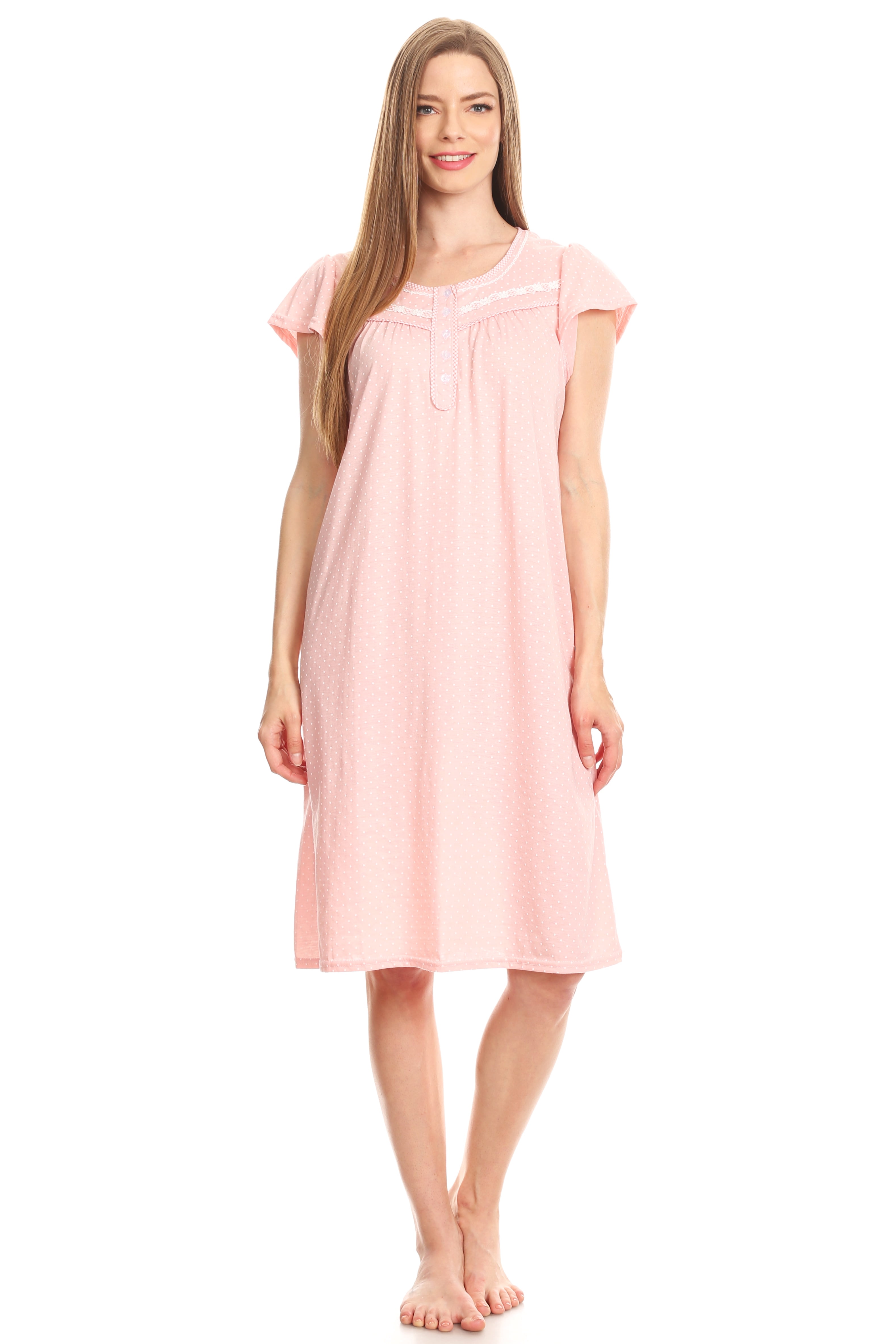 Premiere Fashion - 00131 Women Nightgown Sleepwear Pajamas Short Sleeve
