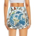 thumbnail image 2 of Lsque World Travel Printed Women's Running Shorts with Liner Pockets,Elastic Quick Dry Workout Athletic Gym Yoga Shorts,Womens High Waist Shorts-Small, 2 of 9
