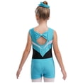thumbnail image 2 of Haitryli Gymnastics Leotard for Girls Shiny Rhinestones Ballet Dance Unitard with Shorts Hair Band Set Blue Green 14, 2 of 7