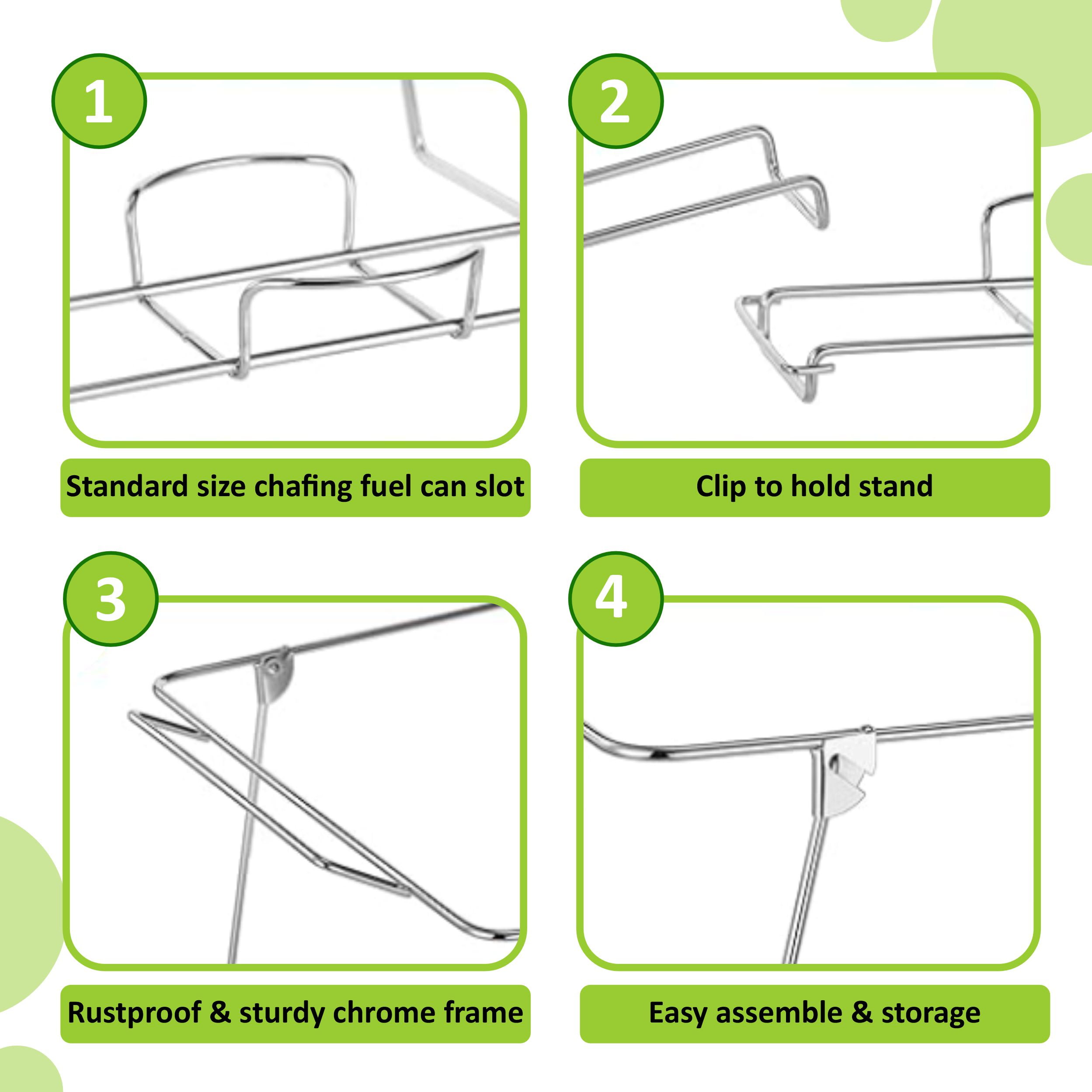 EcoQuality Chafing Wire Buffet Rack Stand Chrome Frame for Full Size Serving Pans, Full Size Chafing Dish Stand, Food Warmer for Catering, Events, Weddings, Parties, Birthdays (1)