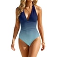 thumbnail image 2 of One Piece Swimsuit for Women Tummy Control Plunge V Neck Bathing Suit Slimming Wide Straps Swimwear, 2 of 7