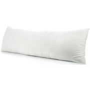 Vedanta Home Collection Body Pillow Cover, 20"x 54" White Stripe Body Pillowcase 1 Piece 600 TC 100% Natural Cotton Envelope Closure Long Pillow Cover