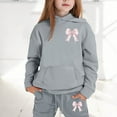 thumbnail image 2 of Girls Outfits Bow Print Long Sleeve Loose Hoodie Pants Child Outdoor Stylish Autumn Winter Loose Comfy Outfit Set, 2 of 4