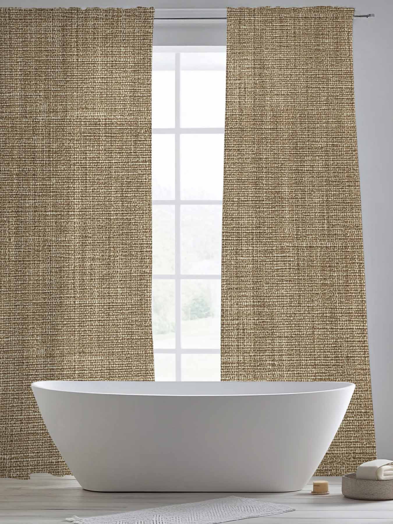 Brown Linen Sheer Curtains 96 inches Long, Farmhouse Pure Color Country Vintage Light Filtering Sheer Window Curtains Rod Pocket Voile Drapes for Bedroom Living Room, 2 Panels 52"W x 96"L